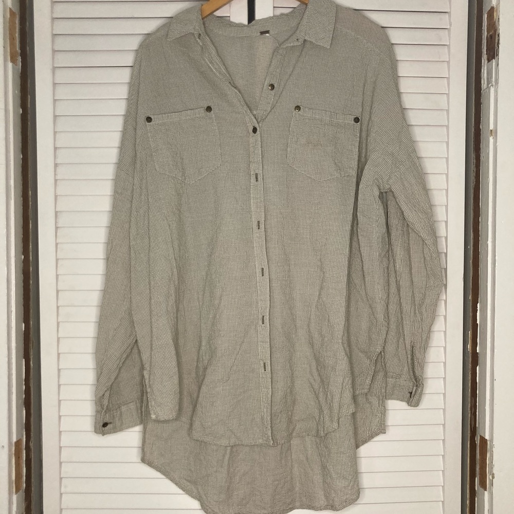 Free People Checked Button Down Top Size Small